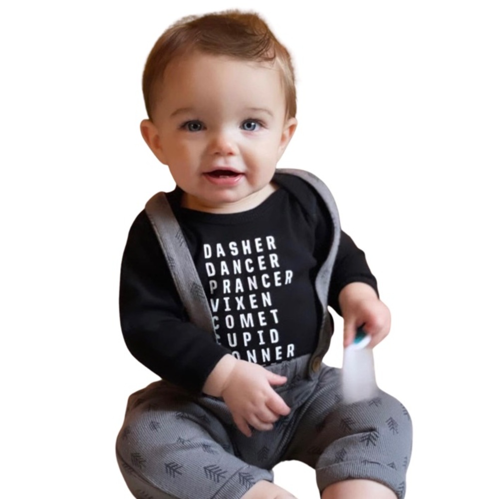 Reindeer Onesie for Christmas Long Sleeve Black Size 12 Months